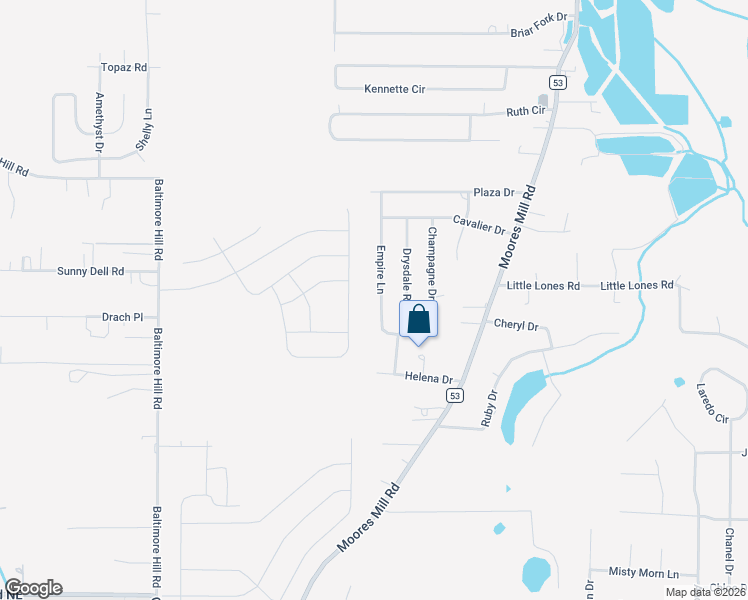 map of restaurants, bars, coffee shops, grocery stores, and more near 169 Empire Lane in Huntsville