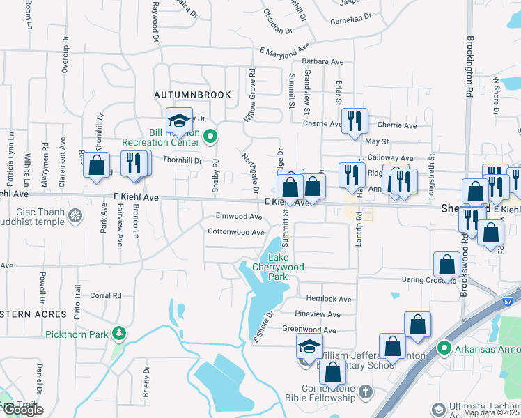 map of restaurants, bars, coffee shops, grocery stores, and more near 126 Elmwood Avenue in Sherwood
