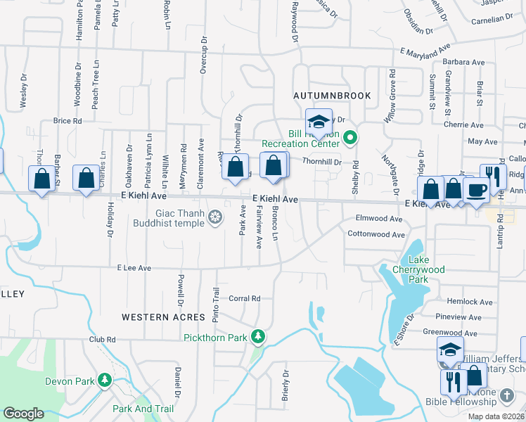 map of restaurants, bars, coffee shops, grocery stores, and more near 8213 Fairview Avenue in Sherwood