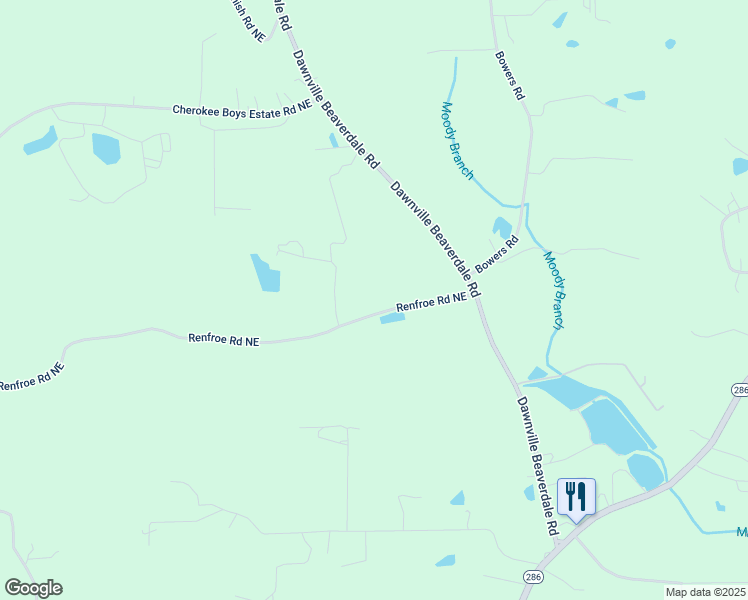 map of restaurants, bars, coffee shops, grocery stores, and more near 2051 Renfroe Road Northeast in Dalton