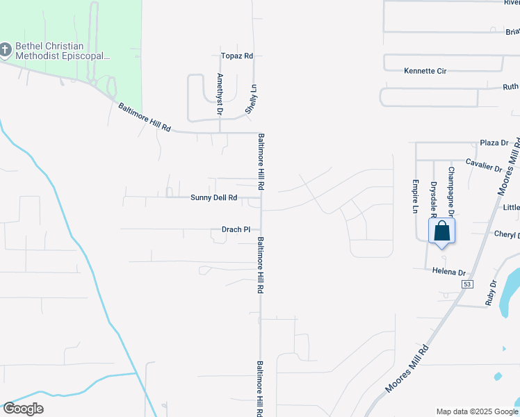 map of restaurants, bars, coffee shops, grocery stores, and more near 973 Baltimore Hill Road in Huntsville