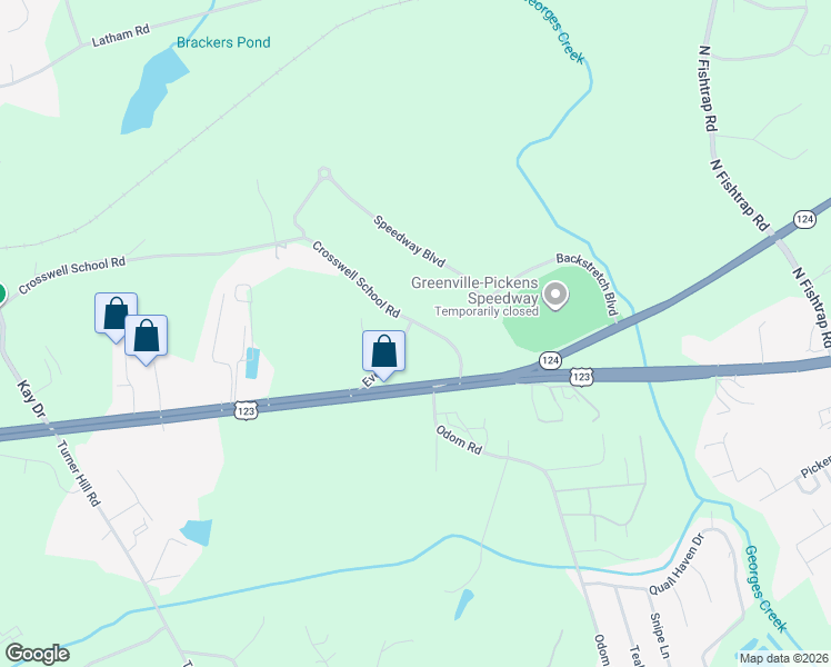 map of restaurants, bars, coffee shops, grocery stores, and more near 149 Evelyn Road in Easley