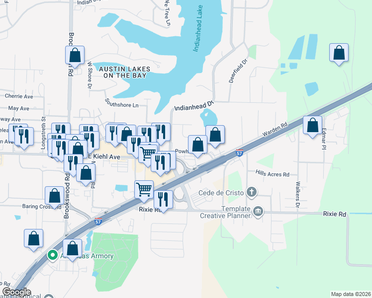 map of restaurants, bars, coffee shops, grocery stores, and more near 15 Powhattan Drive in Sherwood