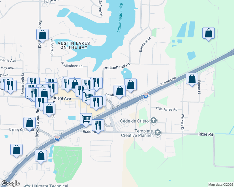map of restaurants, bars, coffee shops, grocery stores, and more near 25 Powhattan Drive in Sherwood