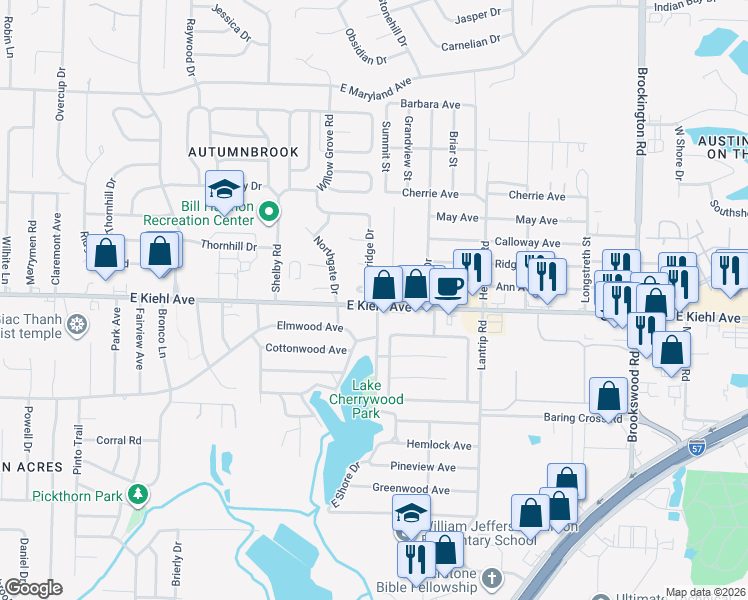 map of restaurants, bars, coffee shops, grocery stores, and more near 2913 East Kiehl Avenue in Sherwood