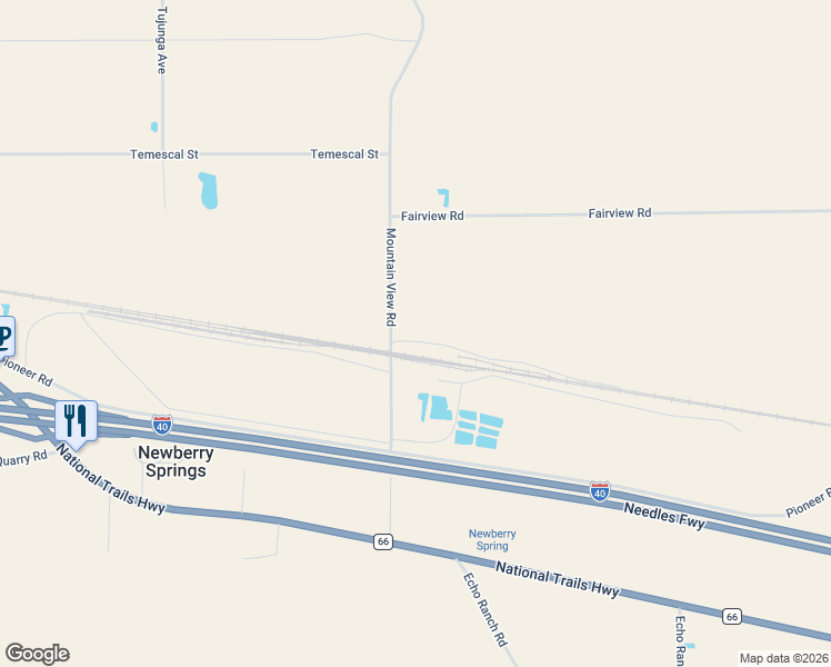 map of restaurants, bars, coffee shops, grocery stores, and more near 31865 Mountain View Road in Newberry Springs