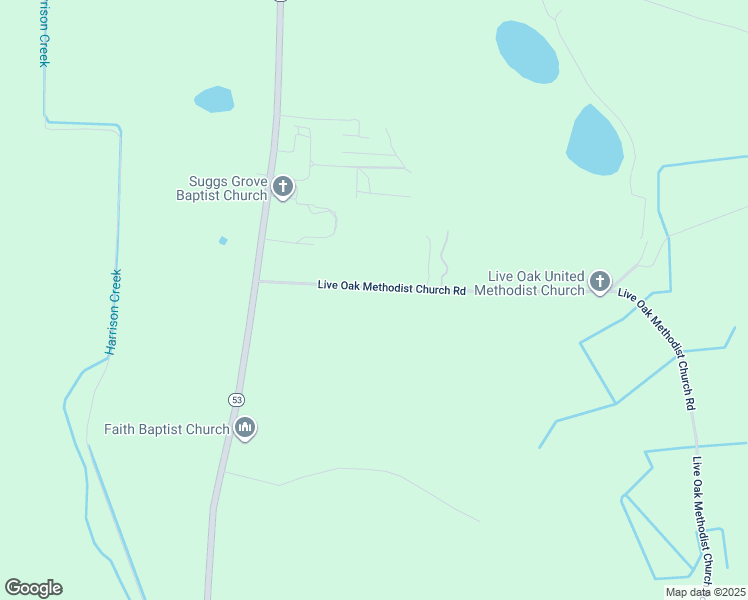 map of restaurants, bars, coffee shops, grocery stores, and more near 278 Live Oak Methodist Church Road in White Oak
