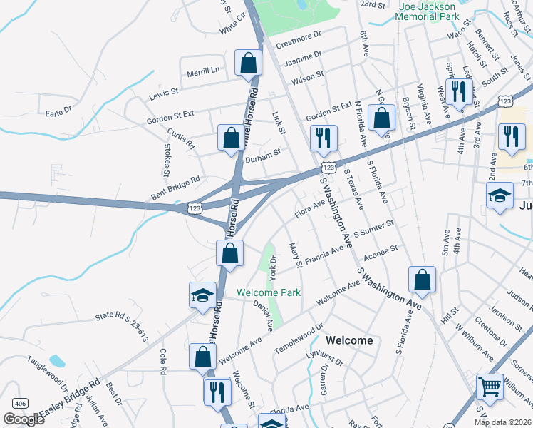 map of restaurants, bars, coffee shops, grocery stores, and more near 1903 S-23-85 in Greenville