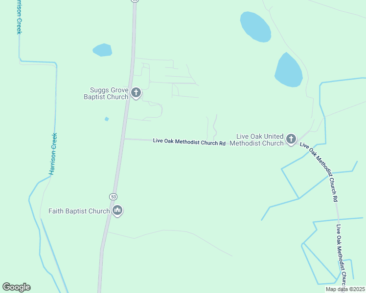 map of restaurants, bars, coffee shops, grocery stores, and more near 278 Live Oak Methodist Church Road in White Oak