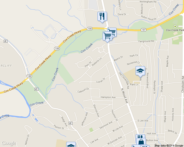 map of restaurants, bars, coffee shops, grocery stores, and more near 2315 Sherrod Ave in Florence