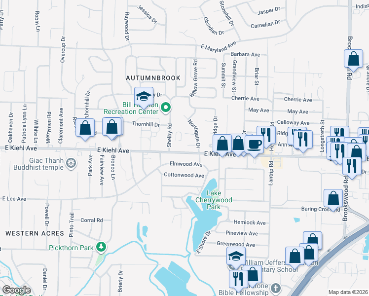 map of restaurants, bars, coffee shops, grocery stores, and more near 10 Glenbrook Place in Sherwood