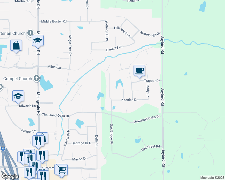 map of restaurants, bars, coffee shops, grocery stores, and more near 1877 Keenlan Cove in Hernando