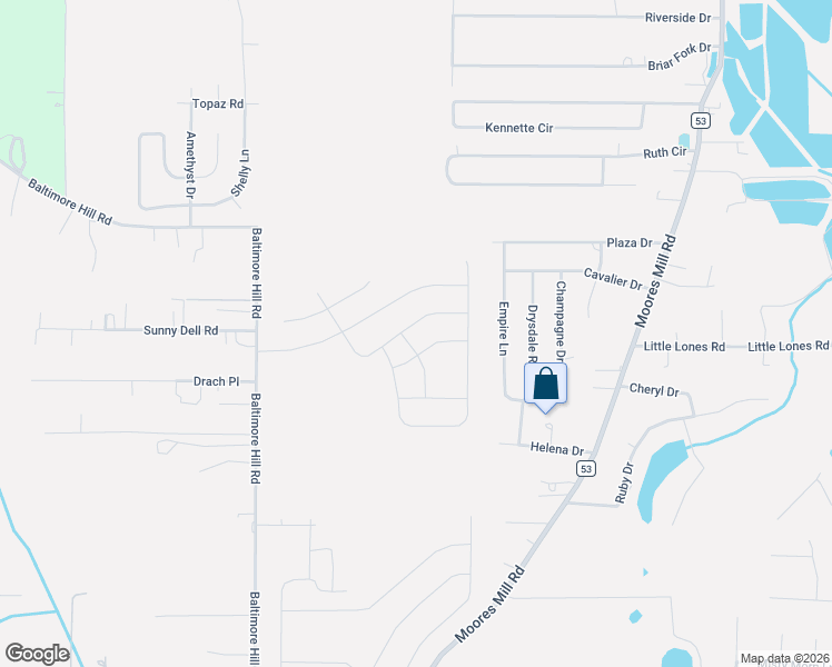 map of restaurants, bars, coffee shops, grocery stores, and more near 208 Empire Lane in Huntsville