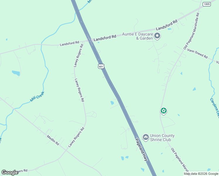 map of restaurants, bars, coffee shops, grocery stores, and more near 7102 Pageland Highway in Monroe