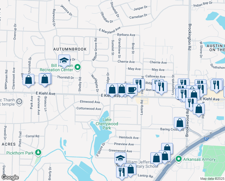 map of restaurants, bars, coffee shops, grocery stores, and more near 2913 East Kiehl Avenue in Sherwood