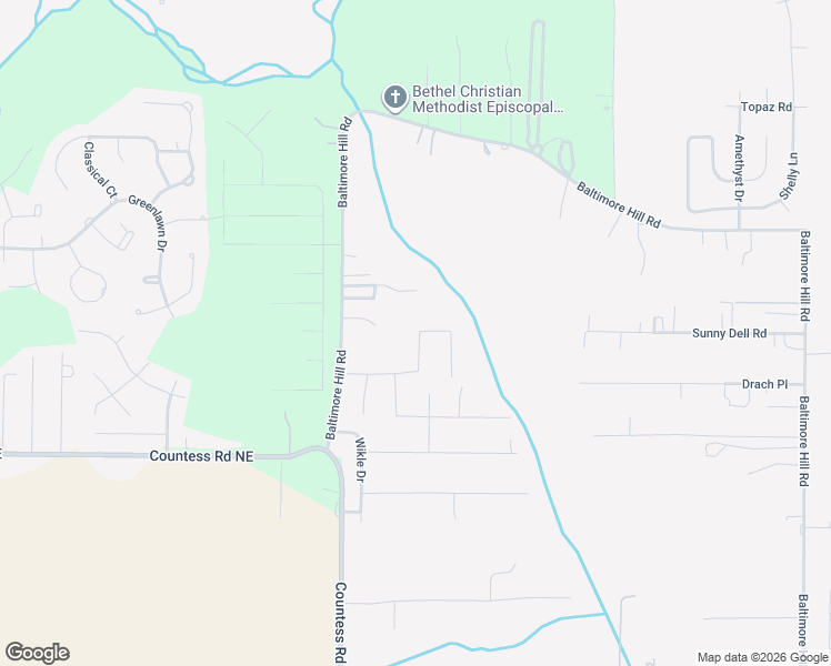 map of restaurants, bars, coffee shops, grocery stores, and more near 203 Baltimore Hill Road in Huntsville