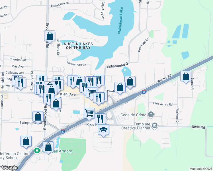 map of restaurants, bars, coffee shops, grocery stores, and more near 300 Indianhead Drive in Sherwood