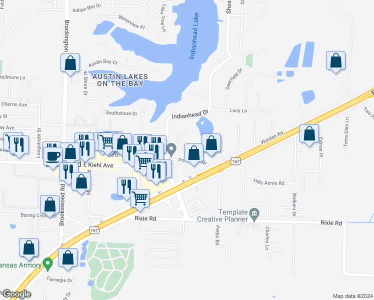 map of restaurants, bars, coffee shops, grocery stores, and more near 15 Laramie Cove in Sherwood