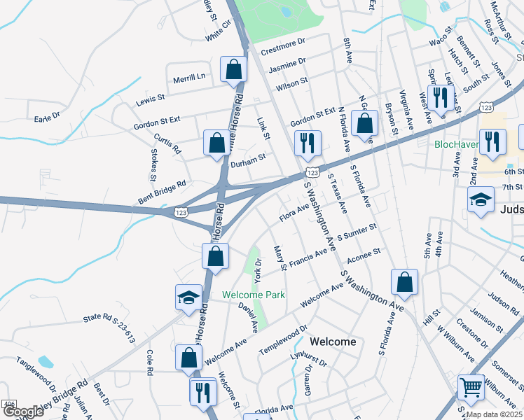 map of restaurants, bars, coffee shops, grocery stores, and more near 1 Mary Street in Greenville