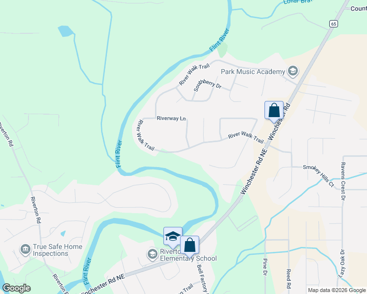 map of restaurants, bars, coffee shops, grocery stores, and more near 100 Riverway Lane in New Market