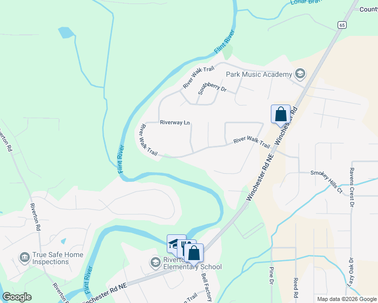 map of restaurants, bars, coffee shops, grocery stores, and more near 100 Riverway Lane in New Market