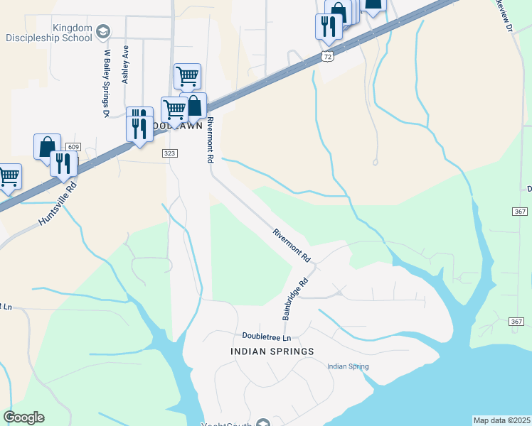 map of restaurants, bars, coffee shops, grocery stores, and more near 118-498 Rivermont Road in Florence