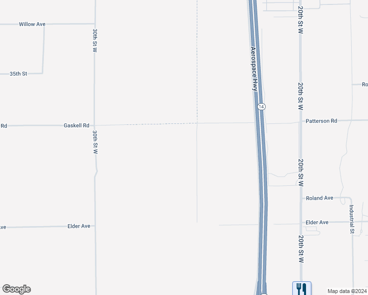 map of restaurants, bars, coffee shops, grocery stores, and more near 25th Street West in Rosamond