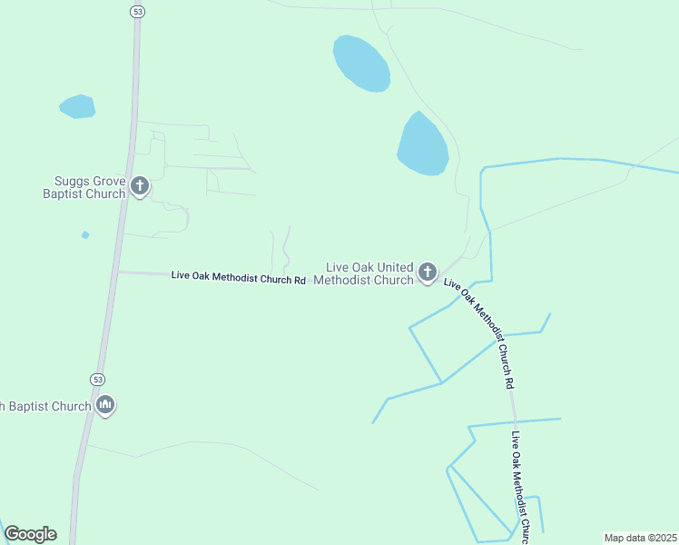 map of restaurants, bars, coffee shops, grocery stores, and more near 585 Live Oak Methodist Church Road in White Oak