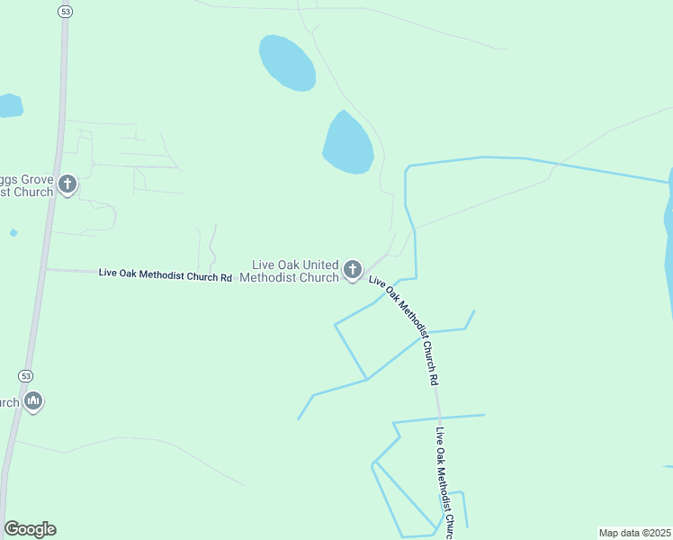 map of restaurants, bars, coffee shops, grocery stores, and more near 783 Live Oak Methodist Church Road in White Oak