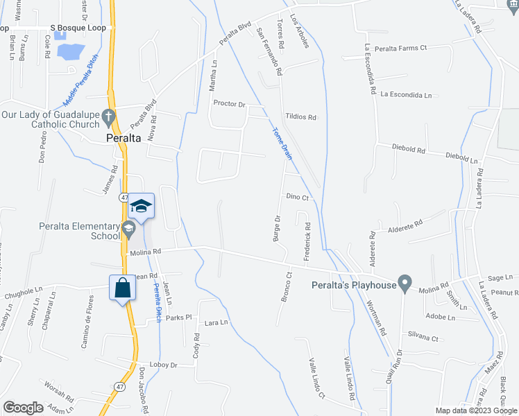 map of restaurants, bars, coffee shops, grocery stores, and more near in Bosque Farms