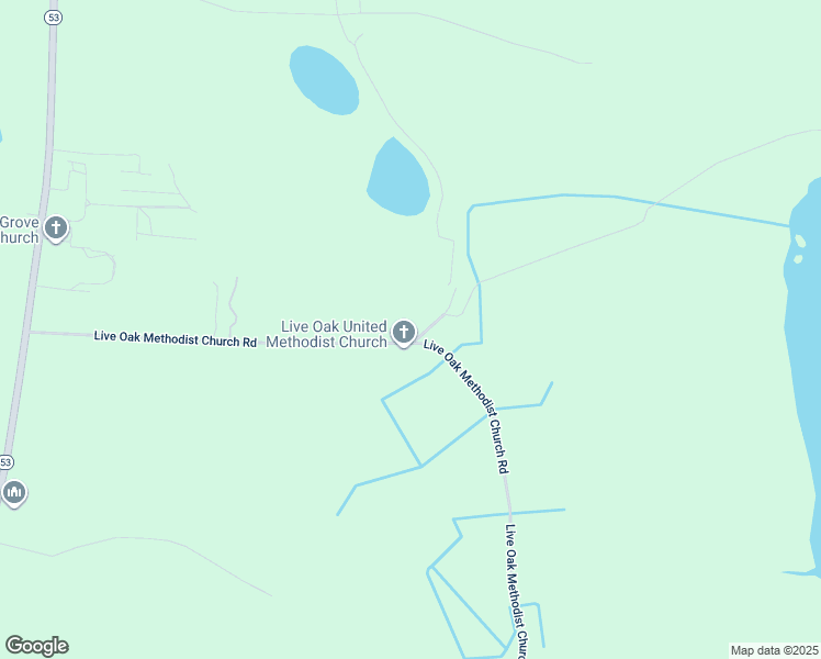 map of restaurants, bars, coffee shops, grocery stores, and more near 843 Live Oak Methodist Church Road in White Oak