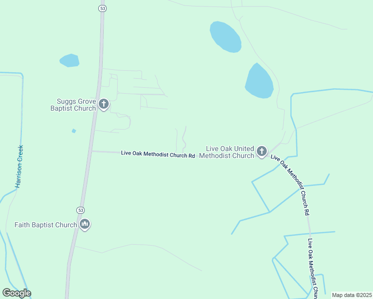 map of restaurants, bars, coffee shops, grocery stores, and more near 32 Live Oak Methodist Church Road in White Oak