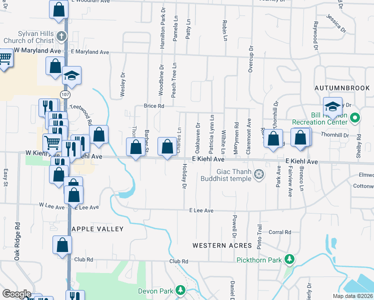 map of restaurants, bars, coffee shops, grocery stores, and more near 8601 Holiday Drive in Sherwood