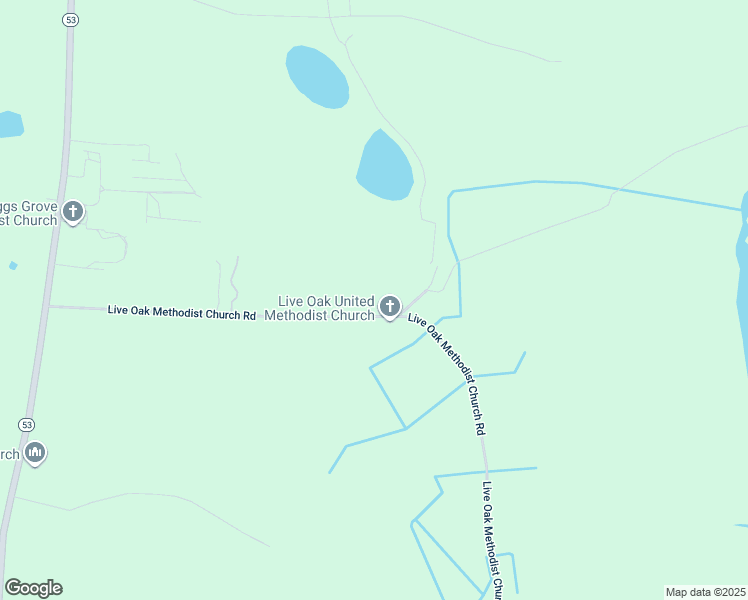 map of restaurants, bars, coffee shops, grocery stores, and more near 783 Live Oak Methodist Church Road in White Oak