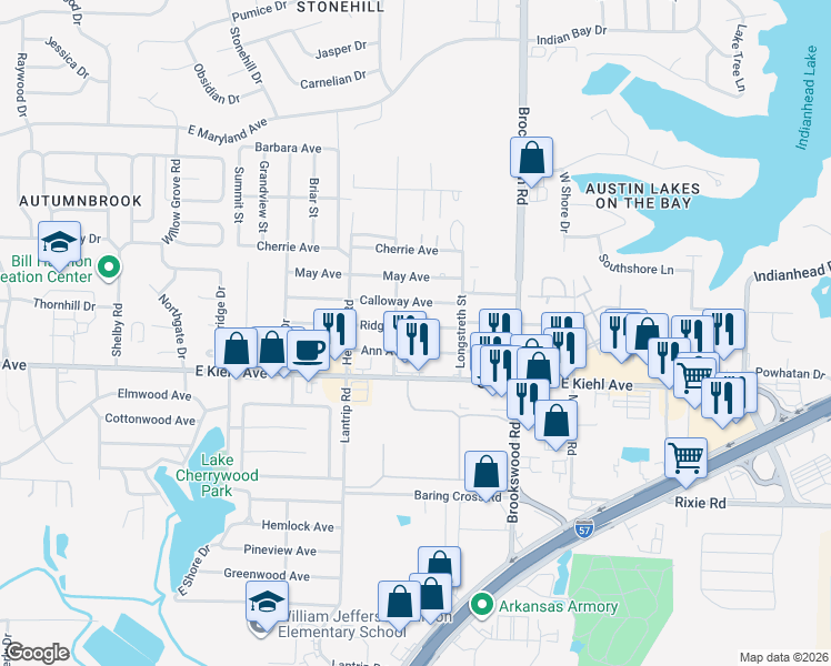 map of restaurants, bars, coffee shops, grocery stores, and more near 411 Ann Avenue in Sherwood