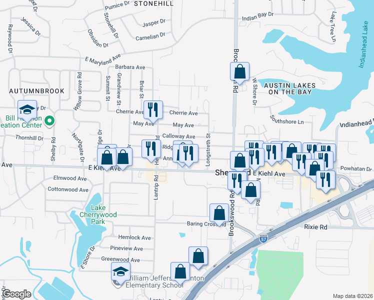 map of restaurants, bars, coffee shops, grocery stores, and more near 411 Ann Avenue in Sherwood