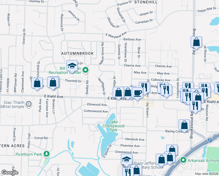 map of restaurants, bars, coffee shops, grocery stores, and more near 8602 Northgate Drive in Sherwood