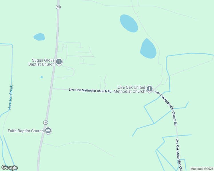 map of restaurants, bars, coffee shops, grocery stores, and more near 32 Live Oak Methodist Church Road in White Oak