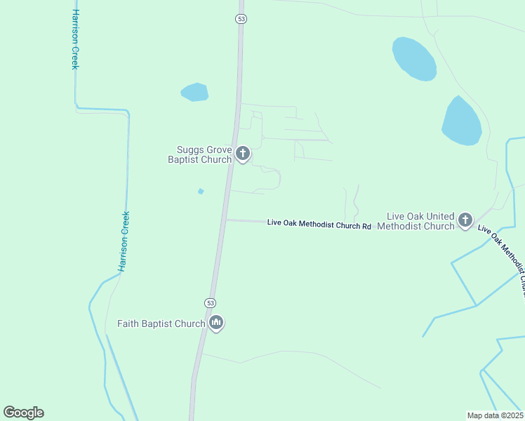 map of restaurants, bars, coffee shops, grocery stores, and more near 115 Live Oak Methodist Church Road in White Oak