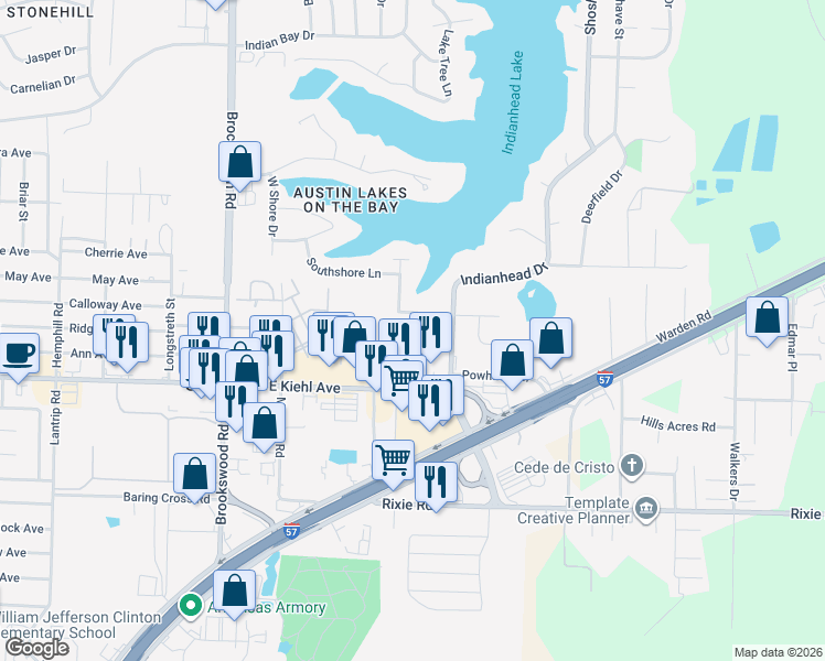 map of restaurants, bars, coffee shops, grocery stores, and more near 8702 Cayuga Lane in Sherwood