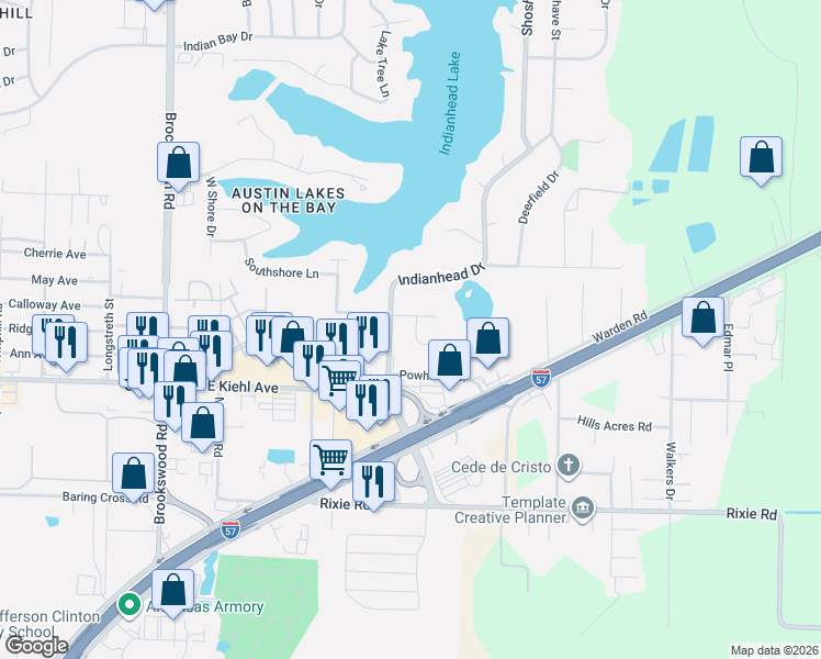 map of restaurants, bars, coffee shops, grocery stores, and more near 9 East Laramie Drive in Sherwood