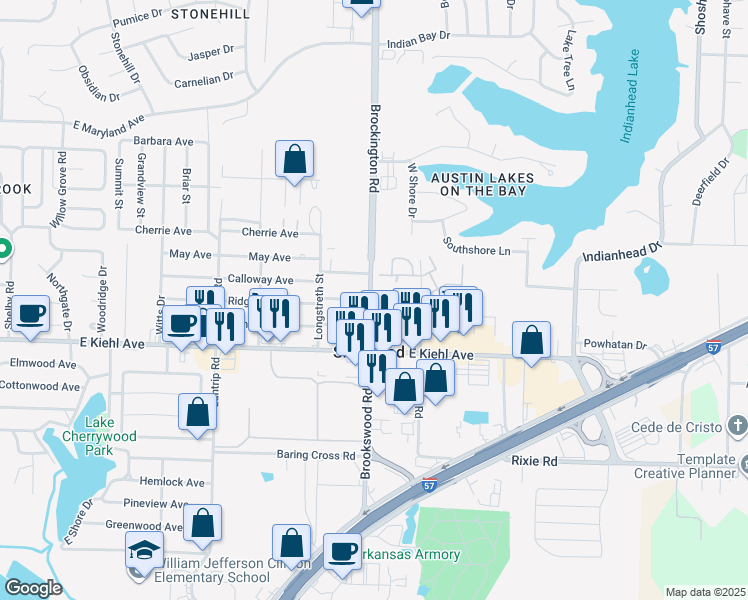 map of restaurants, bars, coffee shops, grocery stores, and more near 90 Calloway Avenue in Sherwood