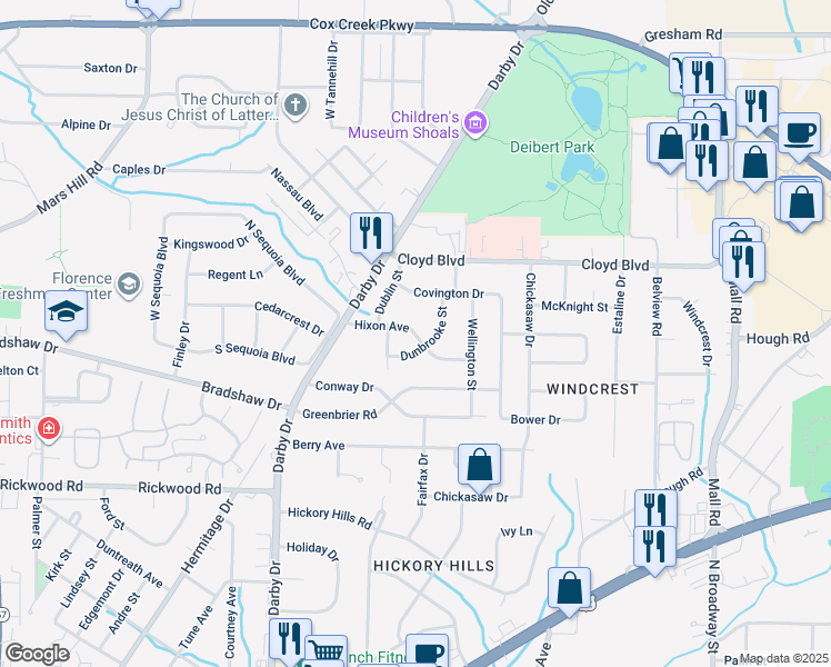 map of restaurants, bars, coffee shops, grocery stores, and more near 2000 Hixon Avenue in Florence