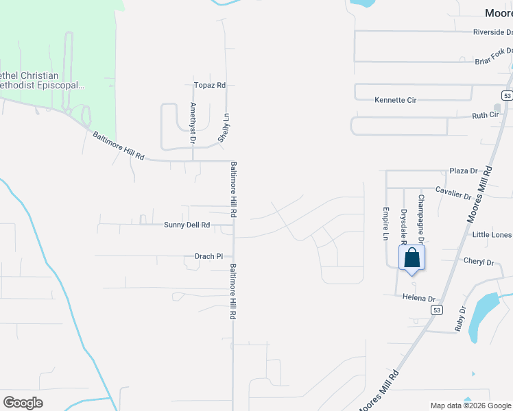 map of restaurants, bars, coffee shops, grocery stores, and more near 923 Baltimore Hill Road in Huntsville