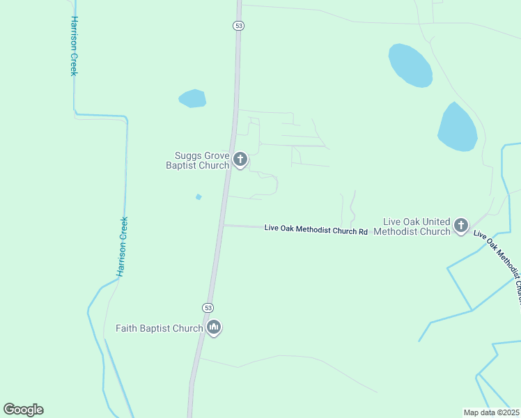 map of restaurants, bars, coffee shops, grocery stores, and more near 115 Live Oak Methodist Church Road in White Oak