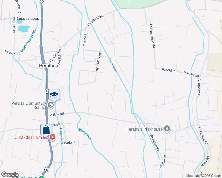map of restaurants, bars, coffee shops, grocery stores, and more near 27 Burge Drive in Peralta