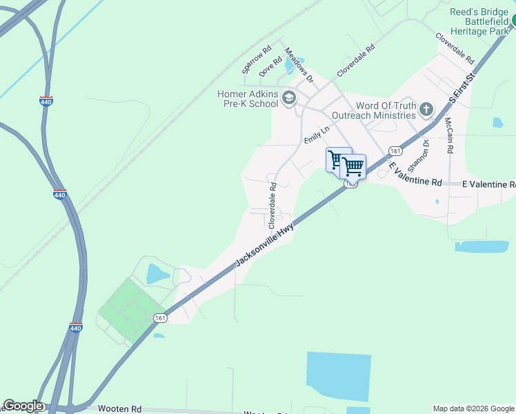 map of restaurants, bars, coffee shops, grocery stores, and more near 3621 Cloverdale Road in Jacksonville