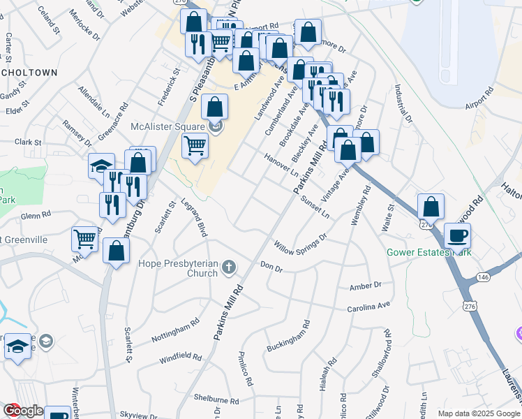 map of restaurants, bars, coffee shops, grocery stores, and more near 8 Plymouth Avenue in Greenville