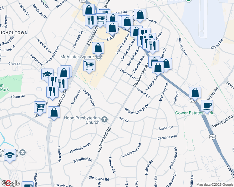 map of restaurants, bars, coffee shops, grocery stores, and more near 8 Plymouth Avenue in Greenville