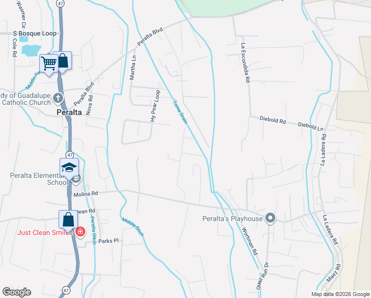 map of restaurants, bars, coffee shops, grocery stores, and more near 3 Dino Court in Peralta